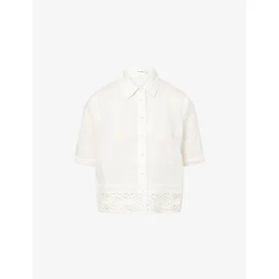 Frame Womens The Heirloom Lace Woven Shirt White Xs In Animal Print