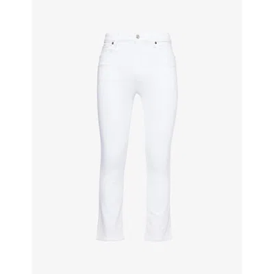 Frame Womens  The Reboot Crop Flared Straight-leg High-rise Stretch-denim Blend Jeans In White