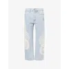 Frame Womens Wisp Crochet Vertical Crop Straight-leg High-rise Jeans