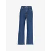 Frame Womens The Ruler Crop Five-pockets Straight-leg High-rise Stretch-denim Jeans Written In Written