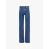 Frame Womens  The Ruler High-rise Straight-leg Stretch-denim Jeans In Written