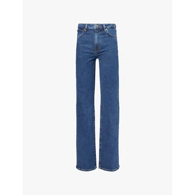 Frame Womens  The Ruler High-rise Straight-leg Stretch-denim Jeans In Written