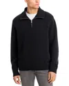 Frame Wool & Cotton Zip Up Sweater In Black