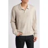 Frame Wool & Silk Johnny Collar Sweater In Gray