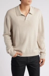 Frame Wool & Silk Johnny Collar Sweater In Grey Beige