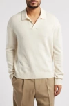 Frame Wool & Silk Johnny Collar Sweater In Off White