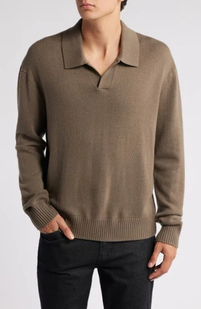 Frame Wool-silk Polo Sweater In Soft Mocha