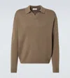 Frame Wool And Silk Polo Sweater In Braun