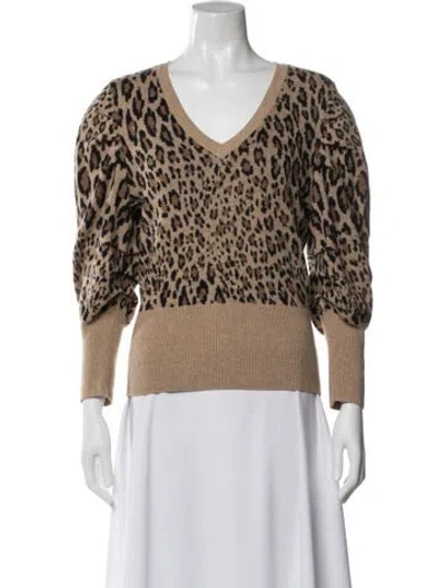 Pre-owned Frame Wool Animal Print Sweater In Brown