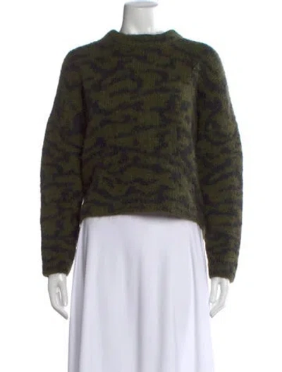 Pre-owned Frame Wool Animal Print Sweater In Green