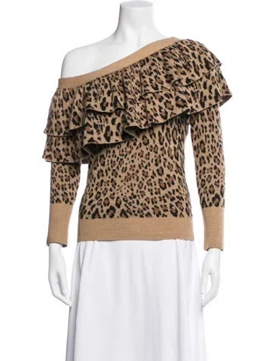 Pre-owned Frame Wool Animal Print Top In Neutral