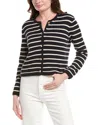 Frame Womens Vystriped-print Round-neck Wool And Cotton Cardigan In Blue