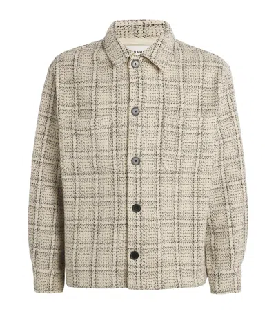 Frame Wool-blend Check Overshirt In Neutral