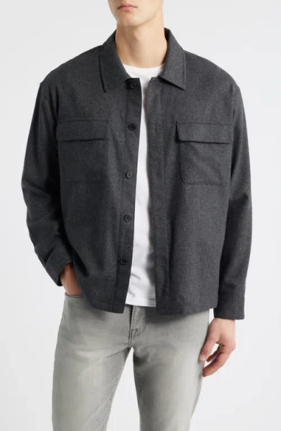 Frame Wool Blend Overshirt In Gray
