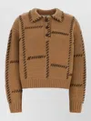 Frame Wool Blend Oversize Sweater Ribbed Cuffs Hem In Brown