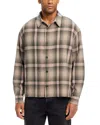 Frame Wool Blend Plaid Overshirt In Brown