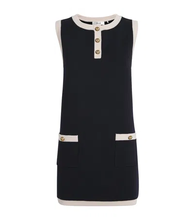 Frame Wool-blend The Mixed Mini Dress In Blue