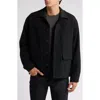 Frame Denim Leather-trim Wool-blend Workwear Jacket In Black