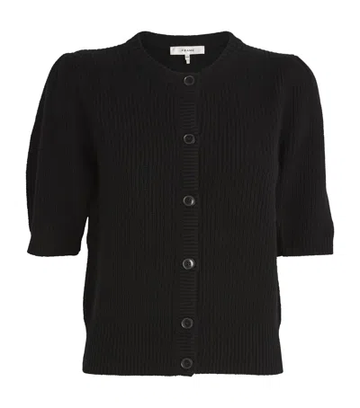 Frame Wool-cashmere Short-sleeve Cardigan In Black