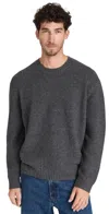 Frame Wool Cashmere Textured Sweater Anthracite In Dark Navy