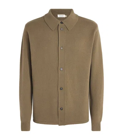 Frame Wool Collar Cardigan In Brown