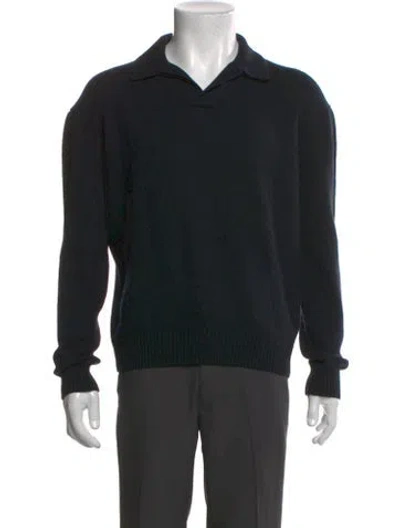 Pre-owned Frame Wool Collar Polo Sweater In Black