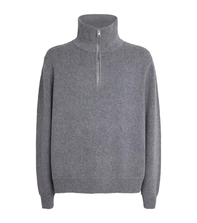 FRAME WOOL-COTTON HALF-ZIP SWEATER