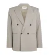 Frame Wool Double-breasted Blazer In Gray
