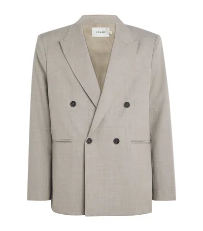 Frame Wool Double-breasted Blazer In Brown