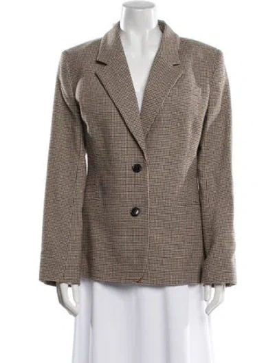 Pre-owned Frame Wool Houndstooth Print Blazer In Brown