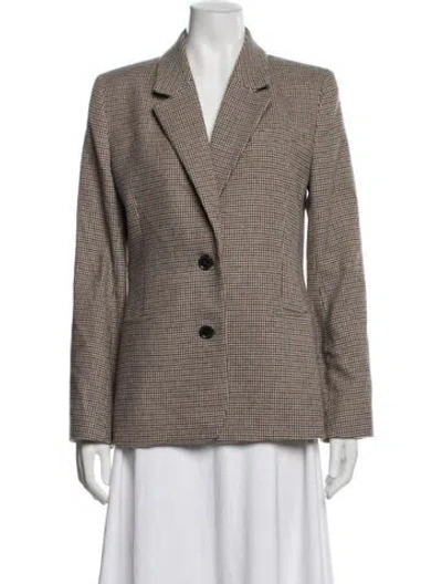 Pre-owned Frame Wool Houndstooth Print Blazer In Neutrals