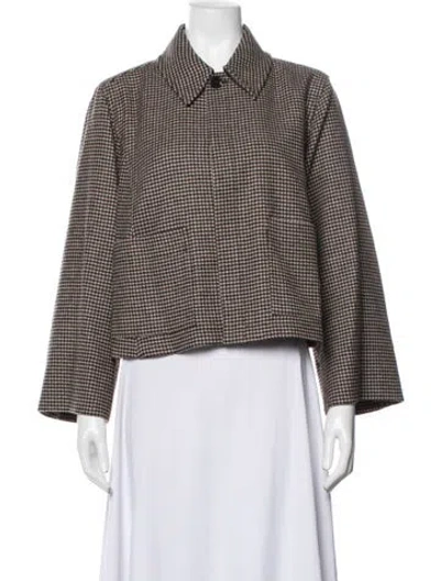 Pre-owned Frame Wool Houndstooth Print Jacket W/ Tags In Brown