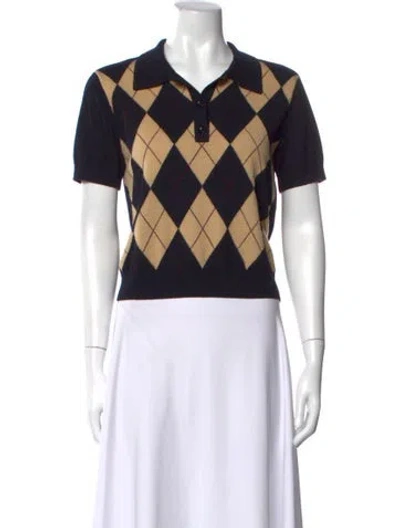 Pre-owned Frame Wool Houndstooth Print Sweater In Black