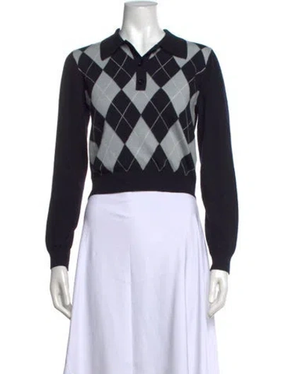Pre-owned Frame Wool Houndstooth Print Sweater In Black