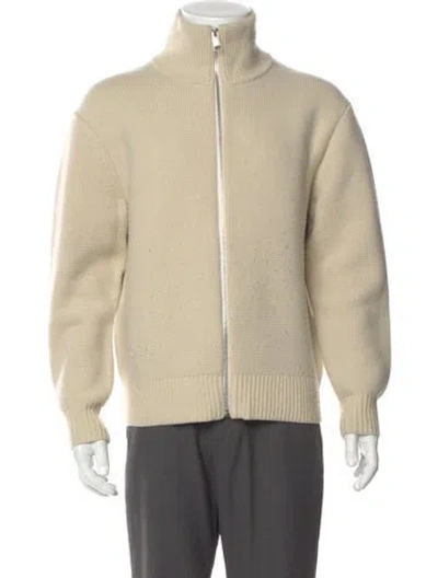 Pre-owned Frame Wool Mock Neck Cardigan In Neutral