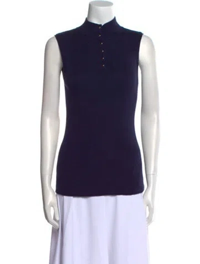 Pre-owned Frame Wool Mock Neck Sweater In Blue