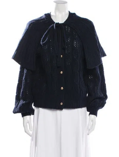 Pre-owned Frame Wool Open Front Sweater W/ Tags In Blue