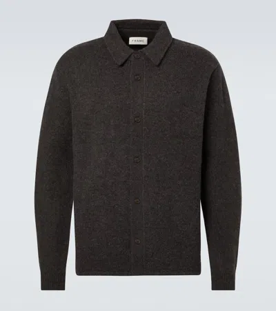 Frame Wool Overshirt In Black
