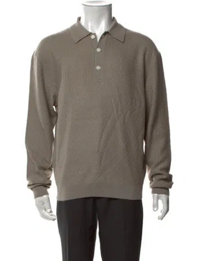Pre-owned Frame Wool Patterned Polo Sweater W/ Tags In Neutrals