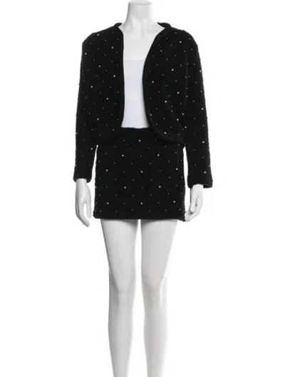 Pre-owned Frame Wool Patterned Skirt Set W/ Tags In Black