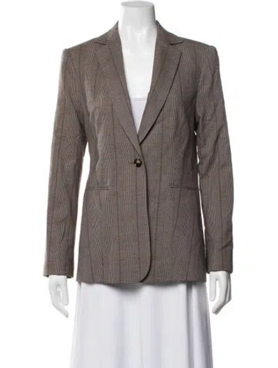 Pre-owned Frame Wool Plaid Print Blazer In Brown