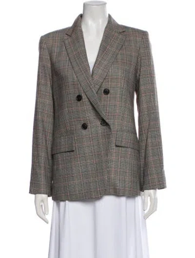 Pre-owned Frame Wool Plaid Print Blazer In Gray