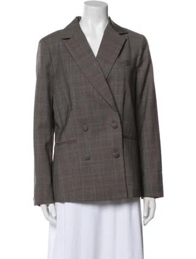 Pre-owned Frame Wool Plaid Print Blazer In Gray