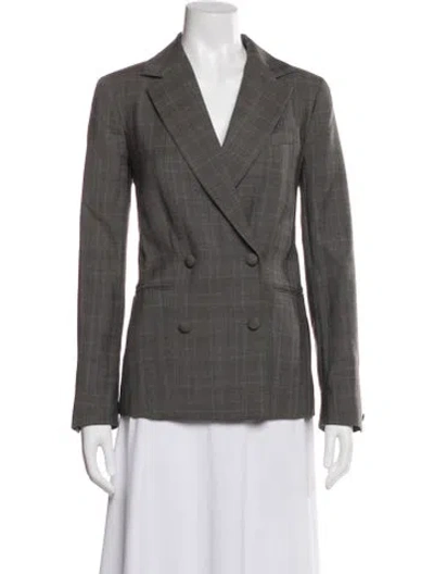 Pre-owned Frame Wool Plaid Print Blazer In Gray