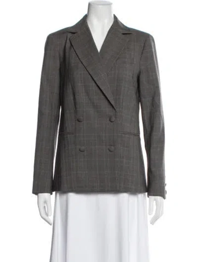 Pre-owned Frame Wool Plaid Print Blazer In Gray