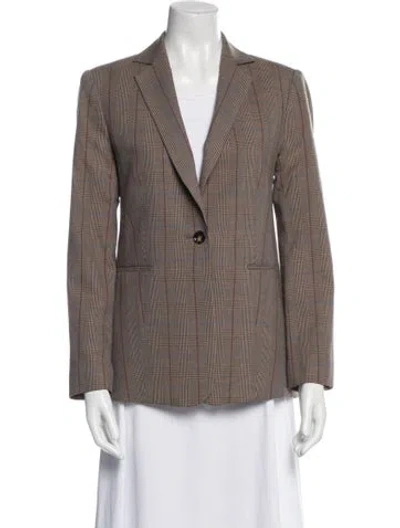 Pre-owned Frame Wool Plaid Print Blazer In Neutral