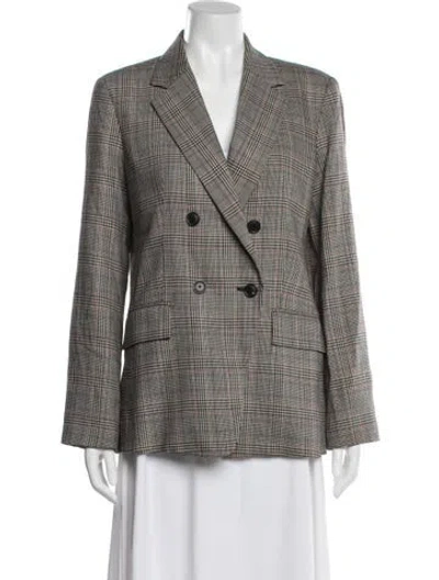 Pre-owned Frame Wool Plaid Print Blazer In Neutral