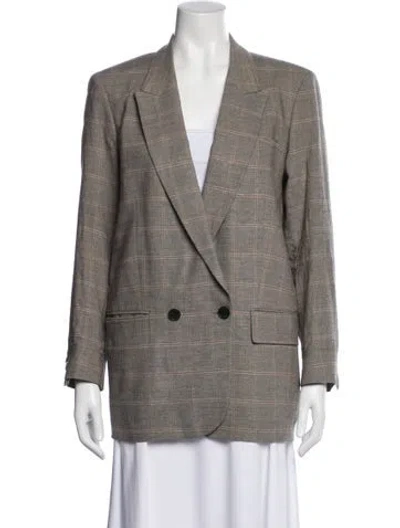 Pre-owned Frame Wool Plaid Print Blazer In Neutral