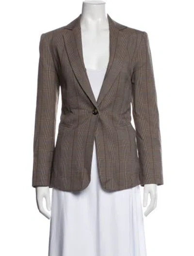Pre-owned Frame Wool Plaid Print Blazer In Neutrals