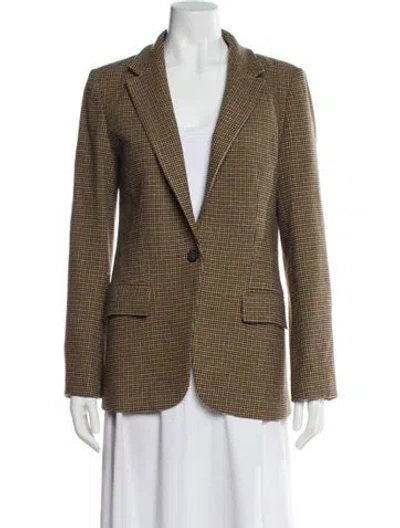 Pre-owned Frame Wool Plaid Print Blazer In Yellow